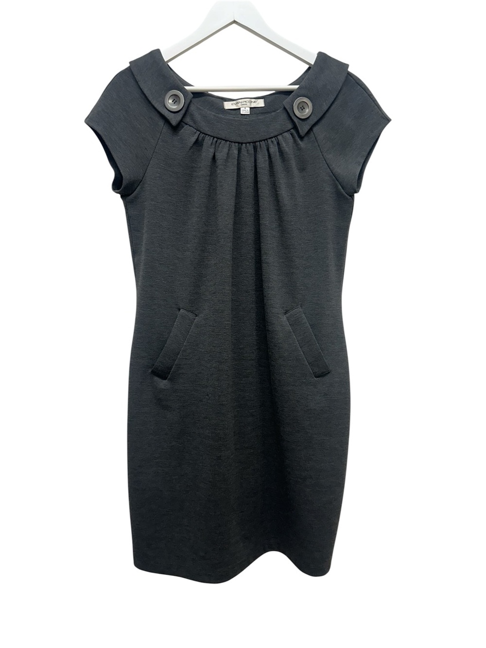 Evan Picone Women's size 8 Retro Vintage Gray Cap Sleeve Sheath Dress